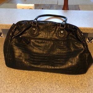 Large black faux leather tote/weekender
